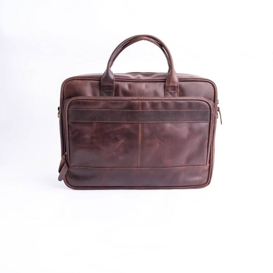Everyday Companion Leather Laptop Bag-Vintage Midnight Brown - Image 1