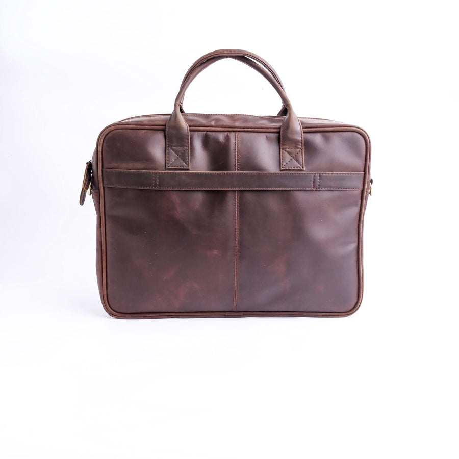 Everyday Companion Leather Laptop Bag-Vintage Midnight Brown - Image 8