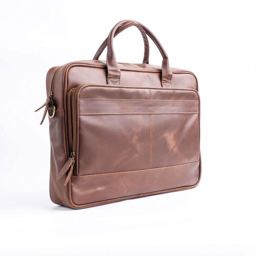 Everyday Companion Leather Laptop Bag-Tan - Image 1