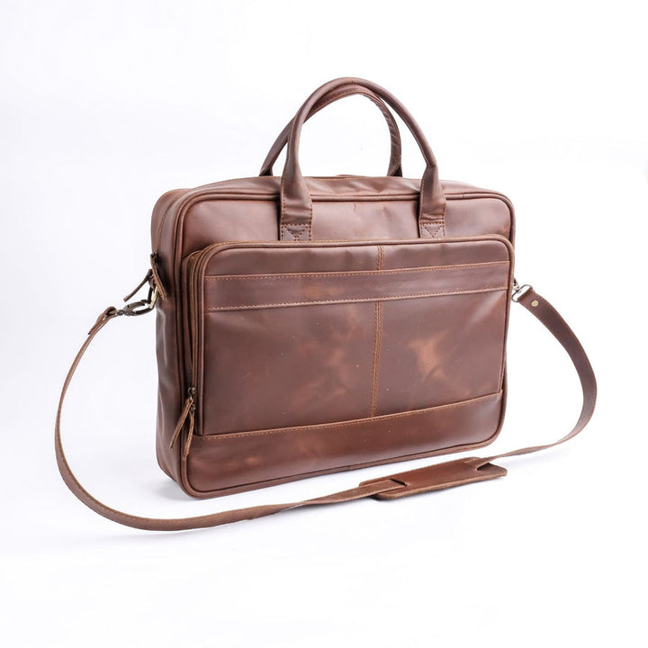 Everyday Companion Leather Laptop Bag-Tan - Image 7