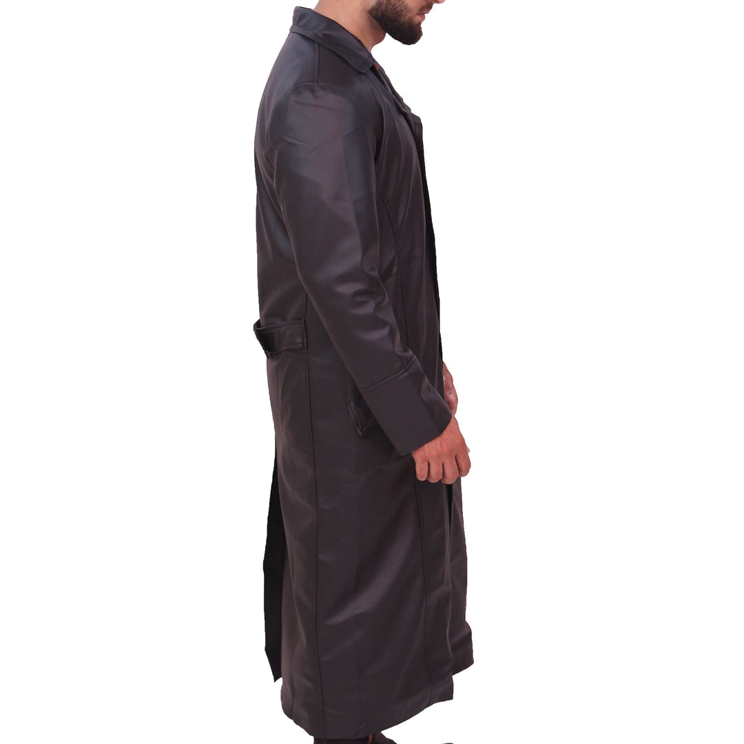 MEN'S CLASSIC OFFICER MILITARY BLACK GERMAN TRENCH COAT
