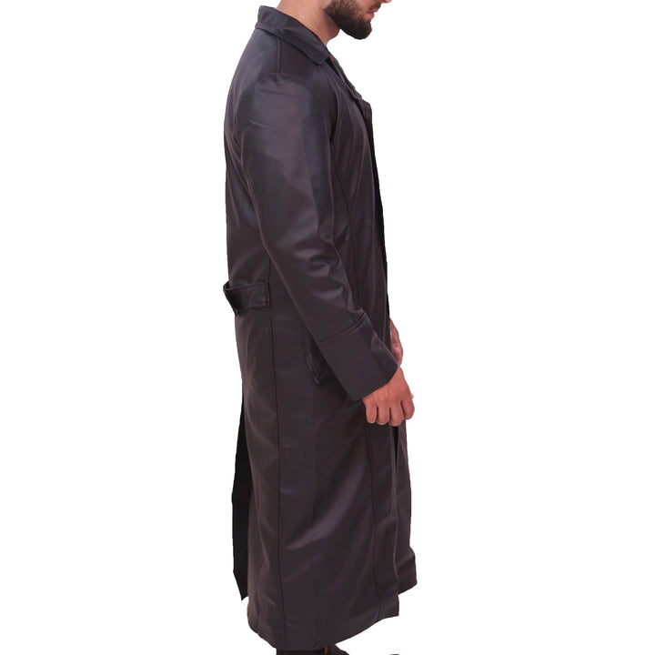 MEN'S CLASSIC OFFICER MILITARY BLACK GERMAN TRENCH COAT
