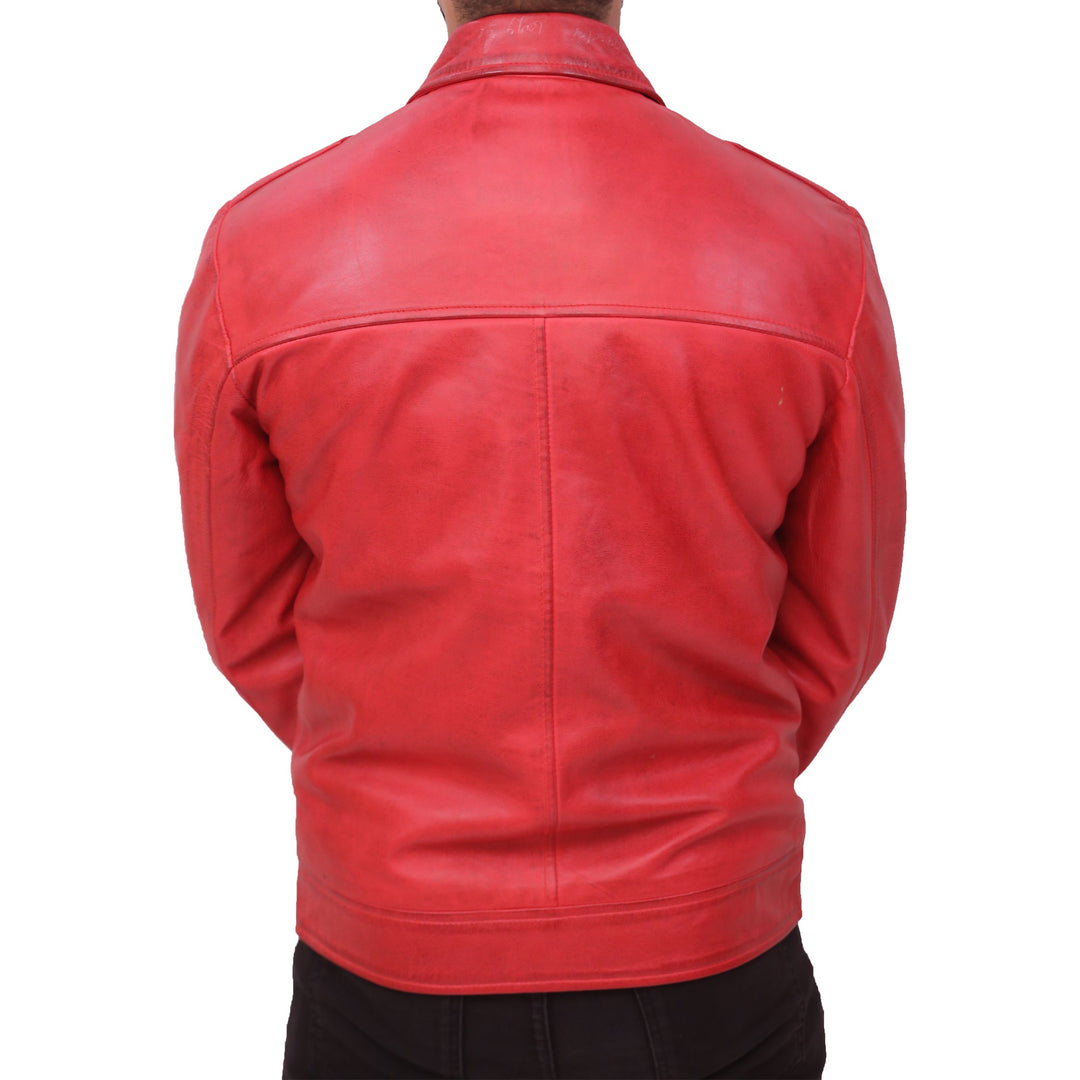 Men's Distressed Red Sheepskin Leather Jacket