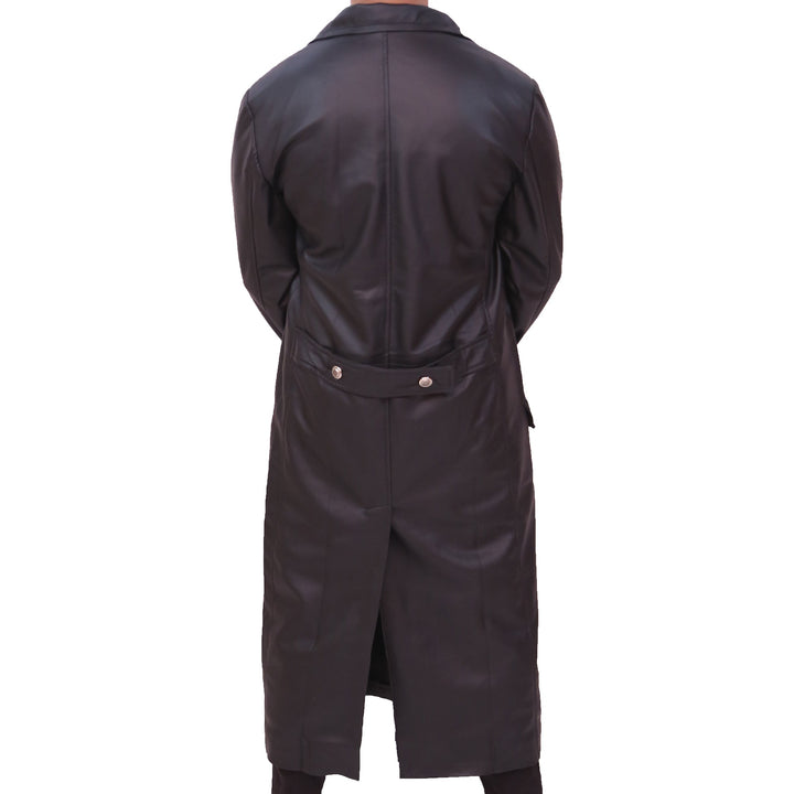 MEN'S CLASSIC OFFICER MILITARY BLACK GERMAN TRENCH COAT
