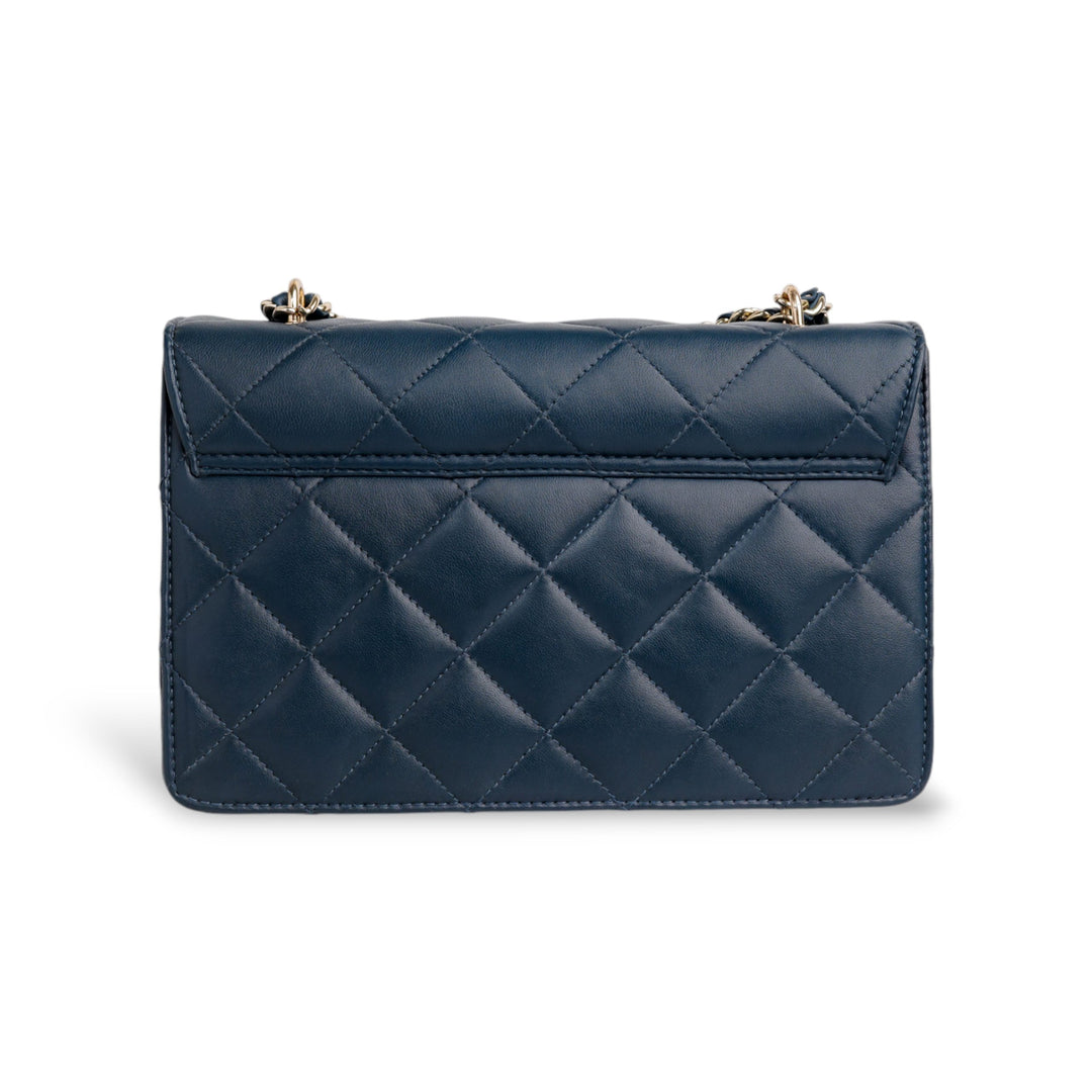 Flora Quilted Crossbody Leather Bag - Blue - Image 14