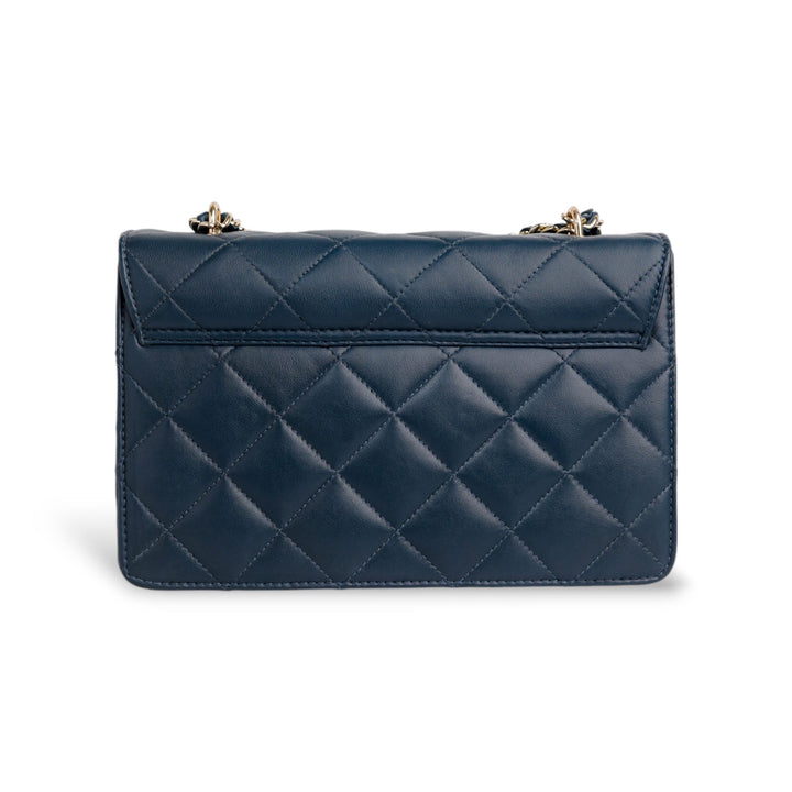 Flora Quilted Crossbody Leather Bag - Blue - Image 14