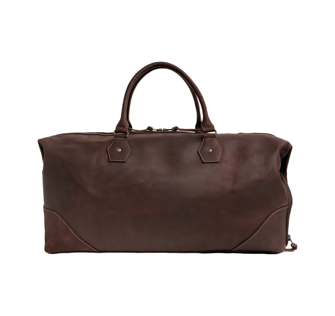 The Weekender Travel Leather Duffle Bag-Midnight Brown - Image 1