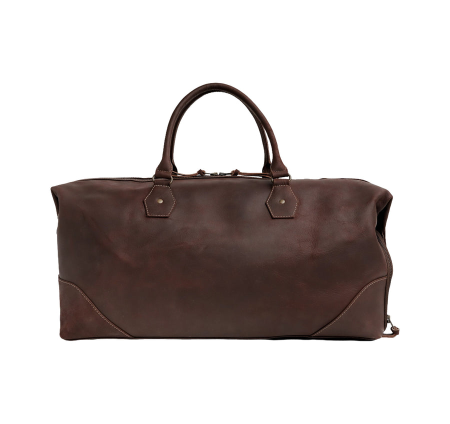 The Weekender Travel Leather Duffle Bag-Midnight Brown - Image 1