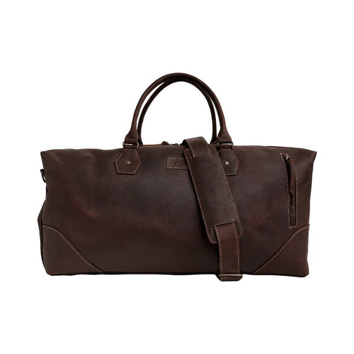 The Weekender Travel Leather Duffle Bag-Midnight Brown - Image 2
