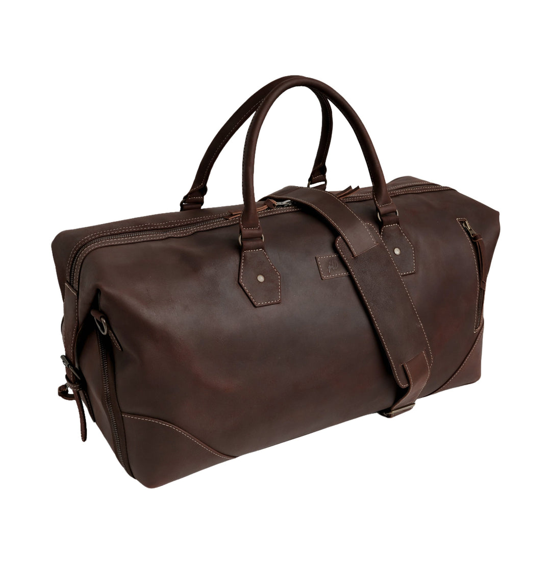 The Weekender Travel Leather Duffle Bag-Midnight Brown - Image 3