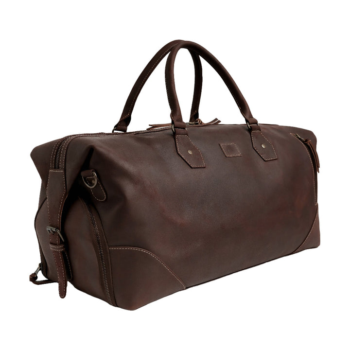 The Weekender Travel Leather Duffle Bag-Midnight Brown - Image 9