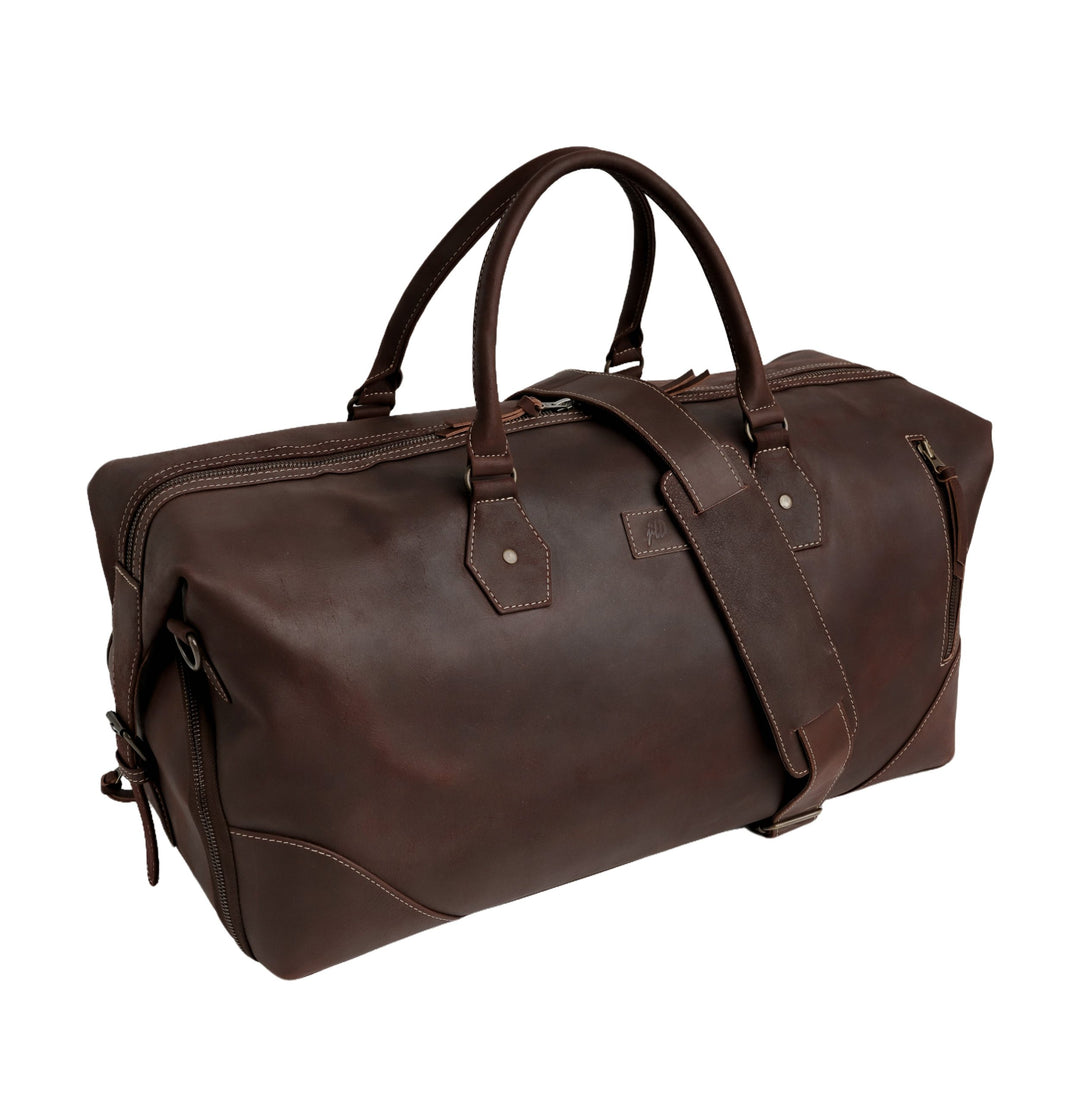 The Weekender Travel Leather Duffle Bag-Midnight Brown - Image 14