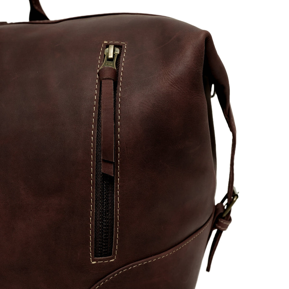 The Weekender Travel Leather Duffle Bag-Tan Brown - Image 2