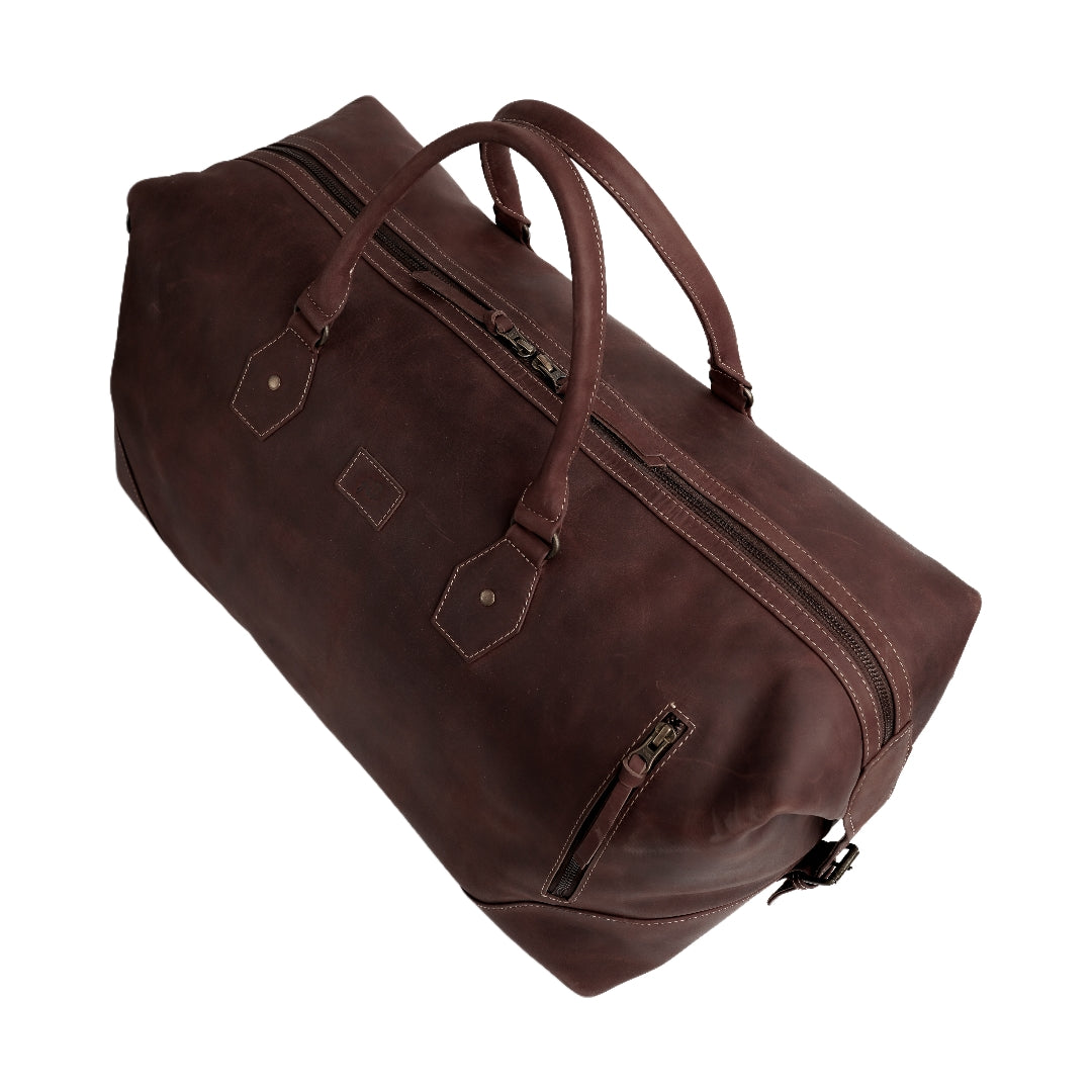 The Weekender Travel Leather Duffle Bag-Tan Brown - Image 7