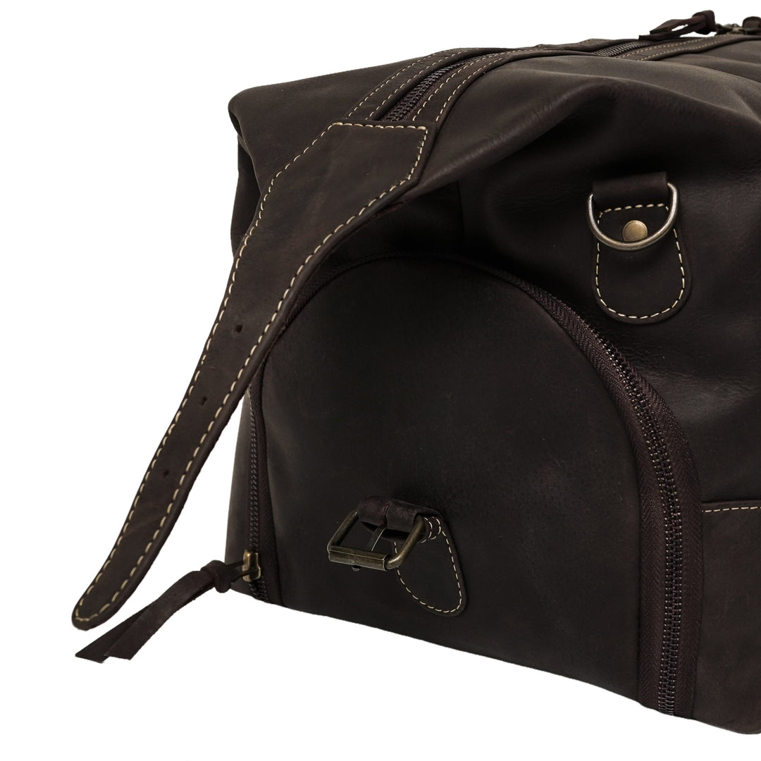 The Weekender Travel Leather Duffle Bag-Dark Brown - Image 4