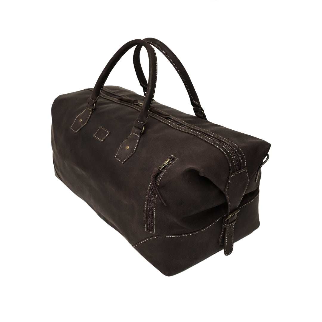The Weekender Travel Leather Duffle Bag-Dark Brown - Image 3