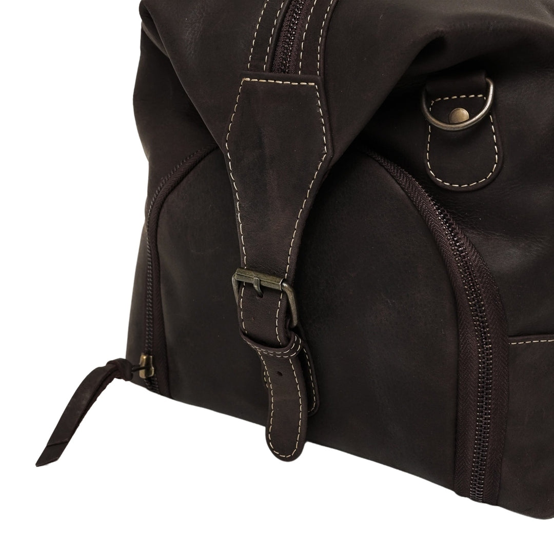 The Weekender Travel Leather Duffle Bag-Dark Brown - Image 7