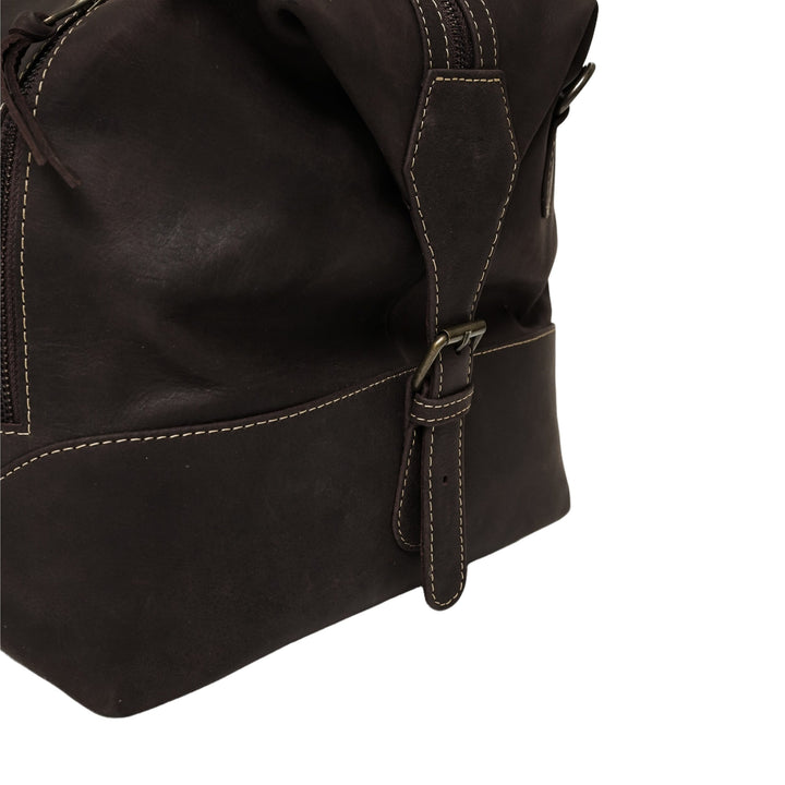 The Weekender Travel Leather Duffle Bag-Dark Brown - Image 8