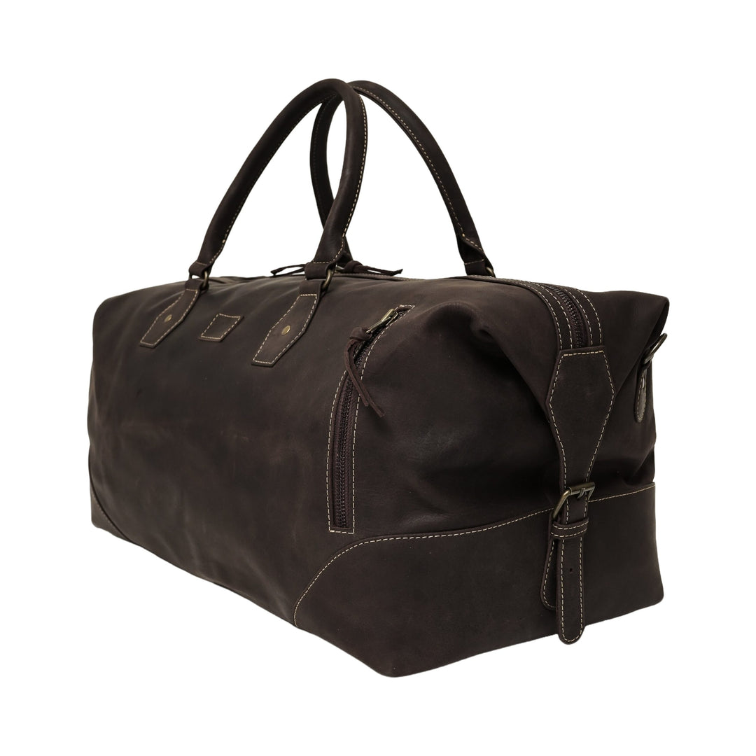 The Weekender Travel Leather Duffle Bag-Dark Brown - Image 9