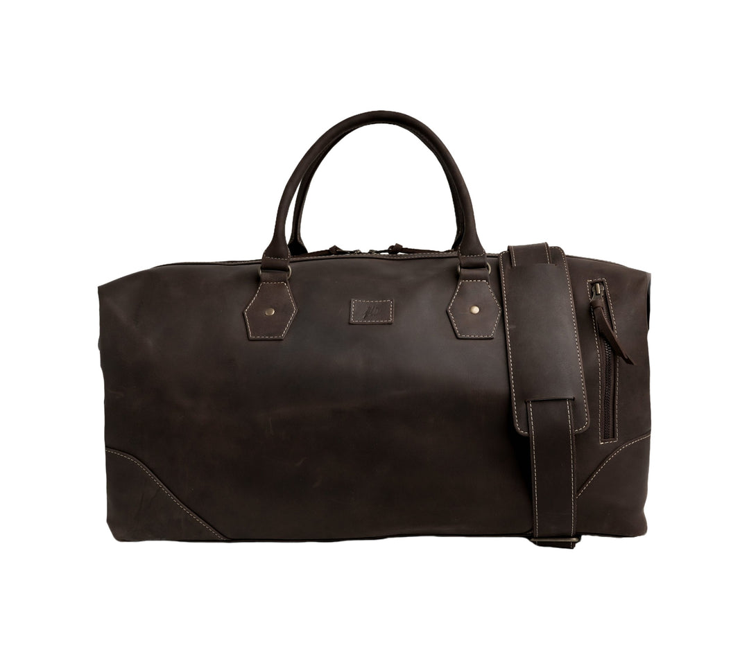 The Weekender Travel Leather Duffle Bag-Dark Brown - Image 10
