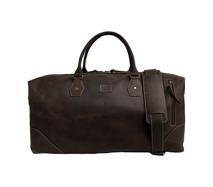 The Weekender Travel Leather Duffle Bag-Dark Brown - Image 10