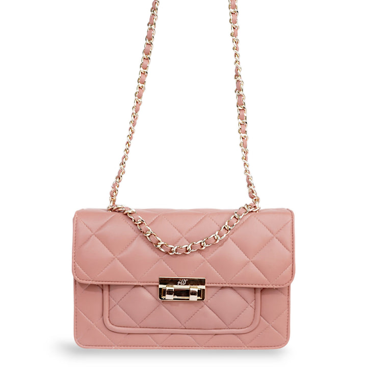 Flora Quilted Crossbody Leather Bag - Pink - Image 5