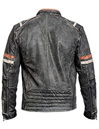 Men's Vintage Cafe Racer Distressed Black Leather Jacket