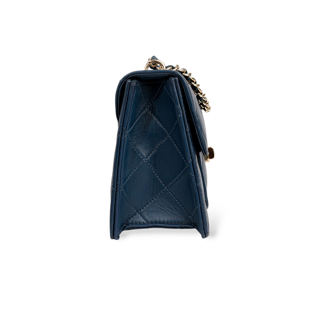 Flora Quilted Crossbody Leather Bag - Blue - Image 6