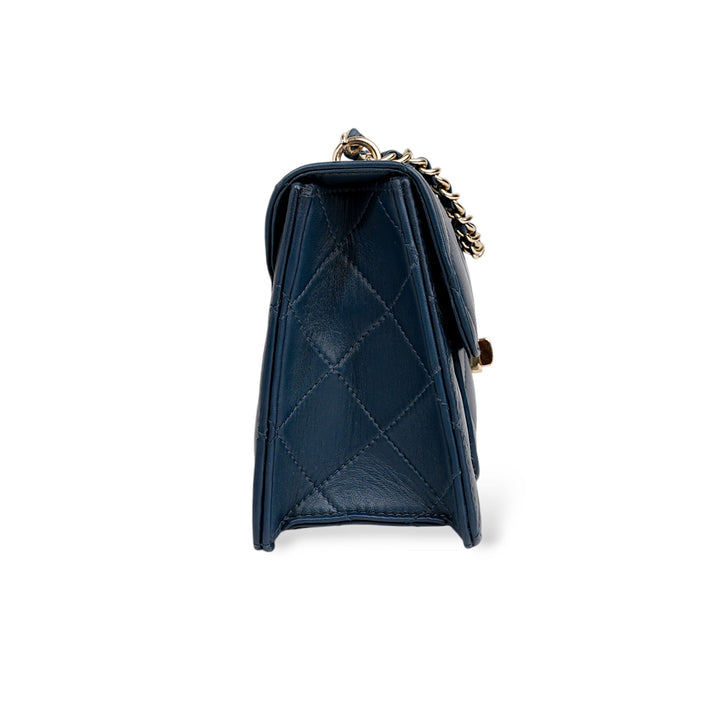 Flora Quilted Crossbody Leather Bag - Blue - Image 6