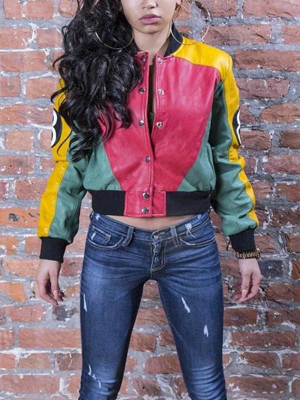 Women's 8 Ball Pool Leather Bomber Jacket