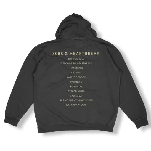 Back view of the black 808s & Heartbreak pullover hoodie