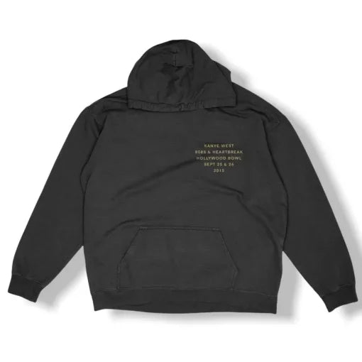 Back view of the oversized black 808s and Heartbreak Hoodie 