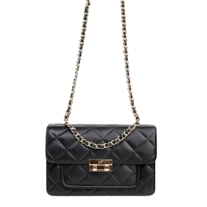 Flora Quilted Crossbody Leather Bag - Black - Image 8
