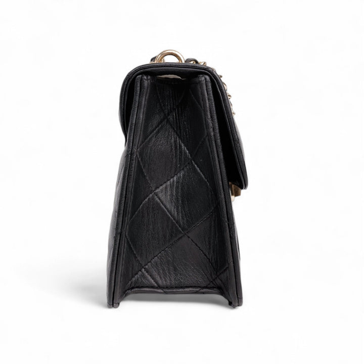 Flora Quilted Crossbody Leather Bag - Black - Image 9