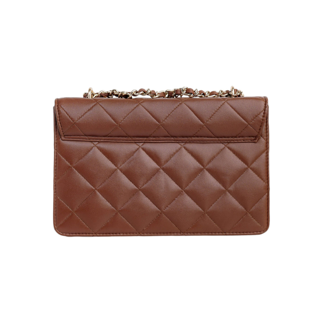 Flora Quilted Crossbody Leather Bag - Tan Brown - Image 10