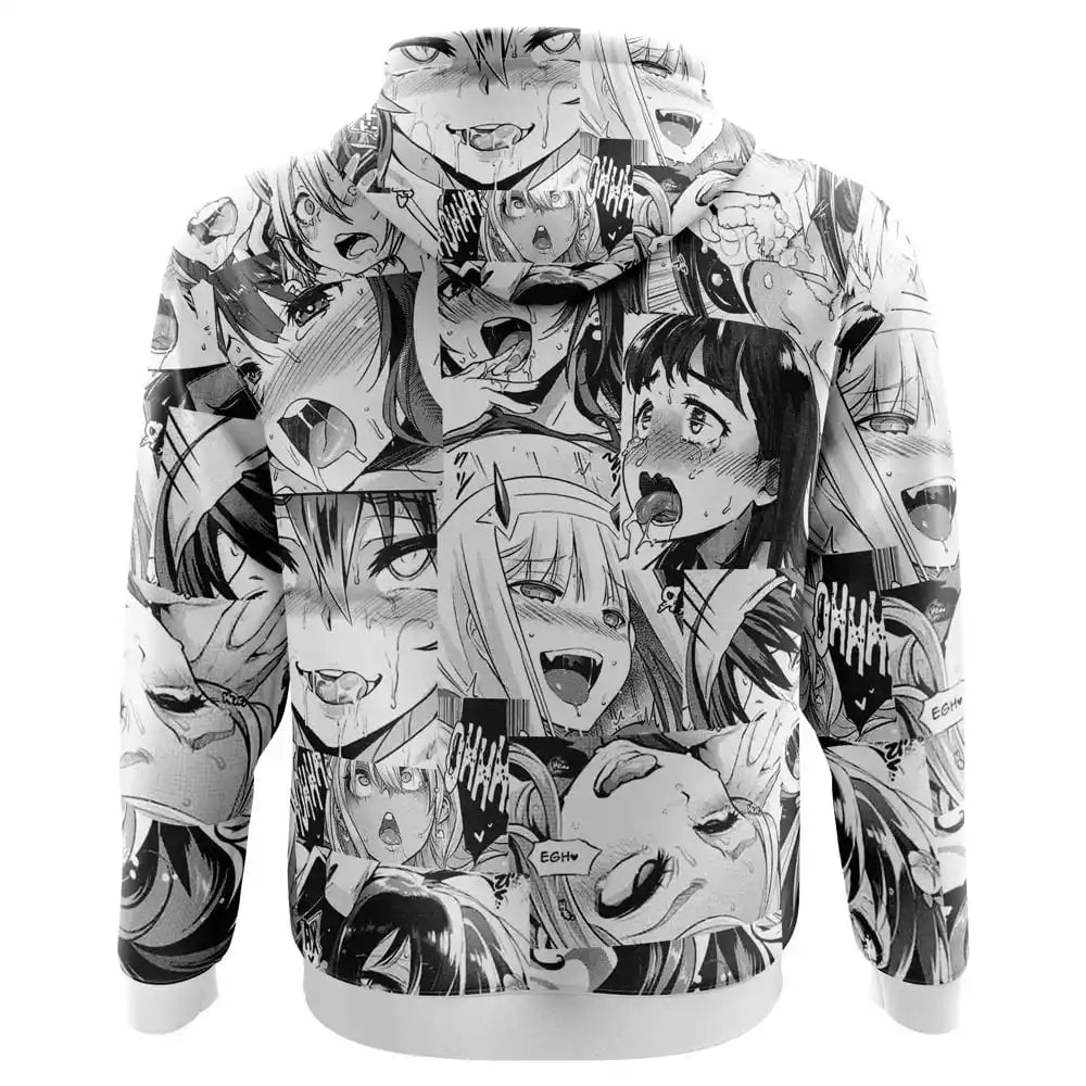 Back view Of Ahegao Anime Collage AOP Hoodie