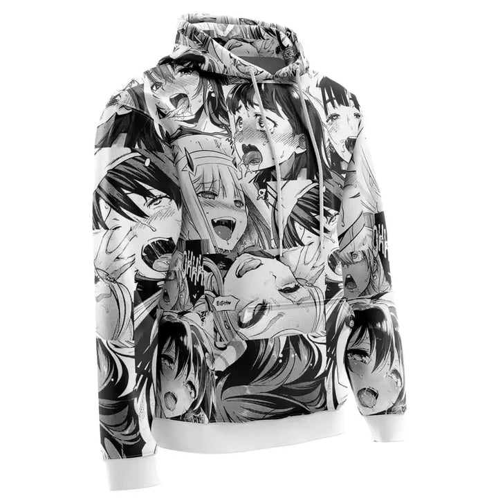 Side View Of Ahegao Anime Collage AOP Hoodie