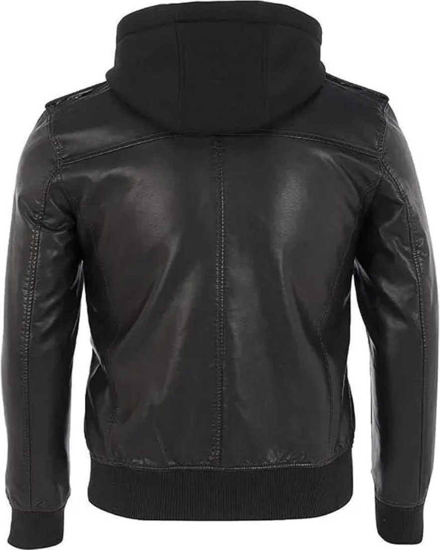 Black Rivet Leather Jacket back view style 3