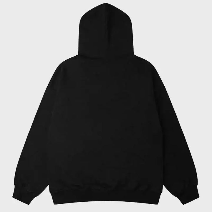 Back view of the black pullover hoodie