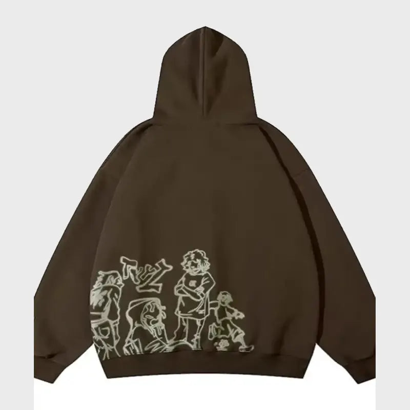Back view of the dark brown pullover hoodie