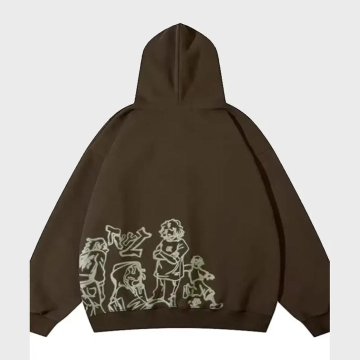 Back view of the dark brown pullover hoodie