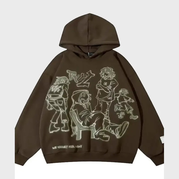 Oversized brown pullover hoodie