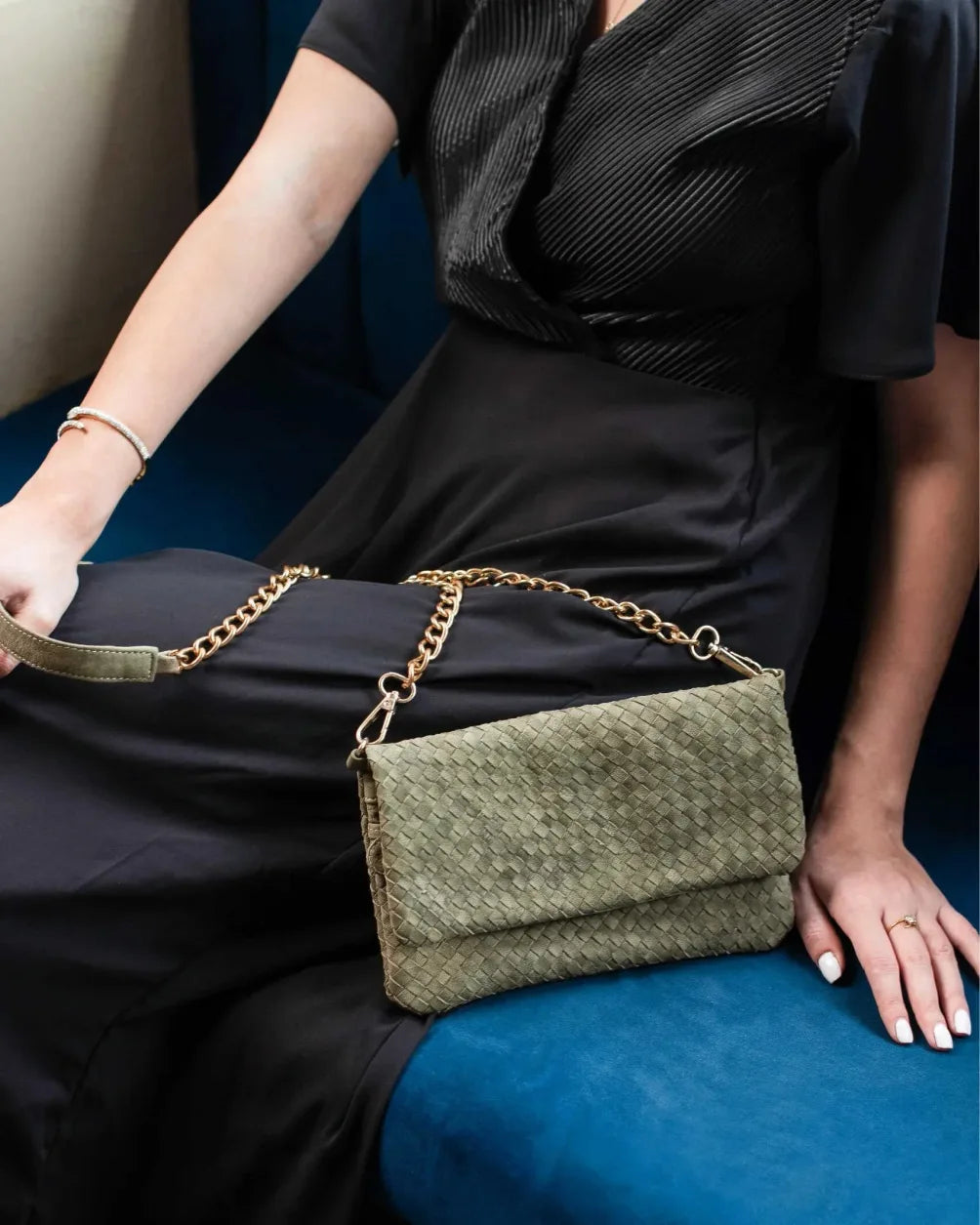 Woven Dreams Fold Over Cross Body Leather Clutch