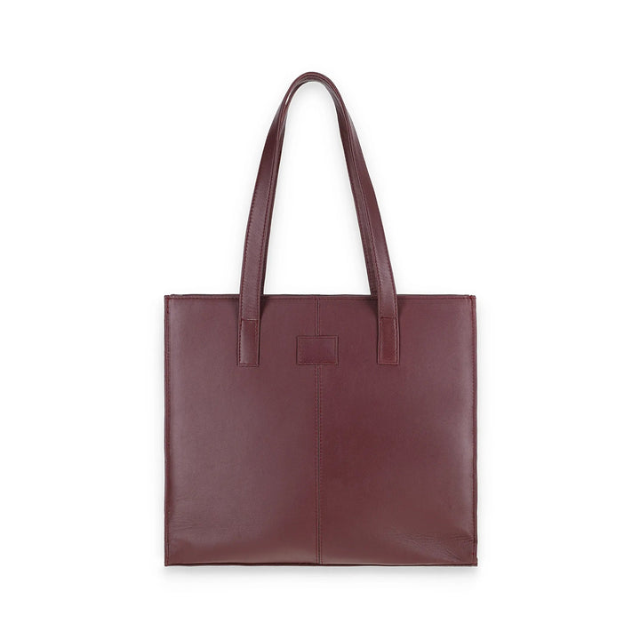 Everyday Women's Maroon Oak Leather Zipper Tote Bag - Image 1