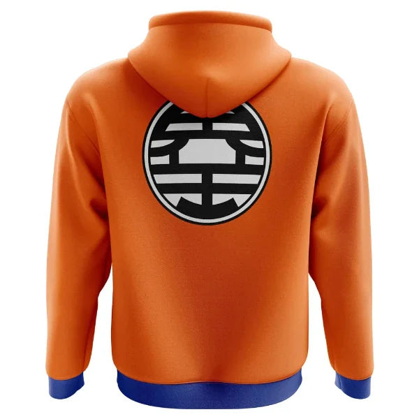 back view of Goku orange DBZ hoodie 