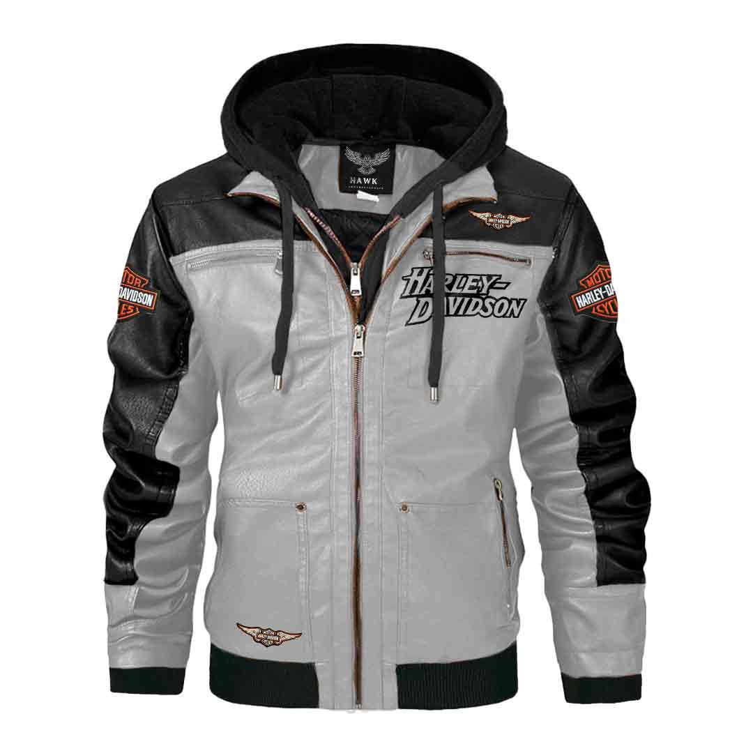 Harley Davidson Grey Hooded Jacket Front View