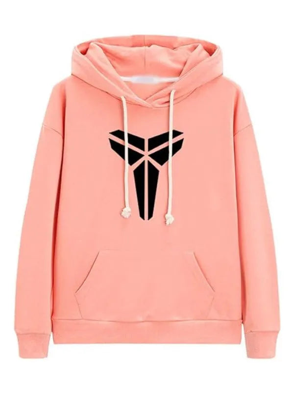 Front view of a pink hoodie with 'Mamba' logo