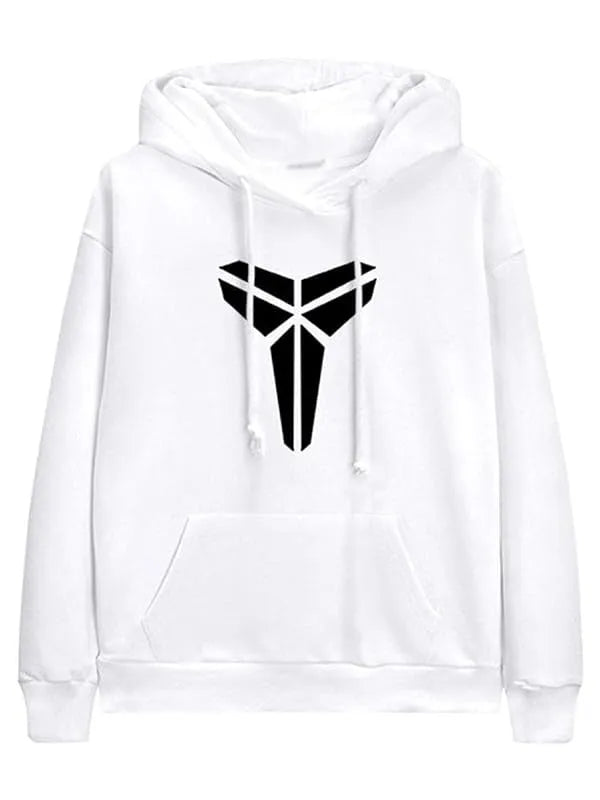 Front view of a white hoodie with 'Mamba' logo