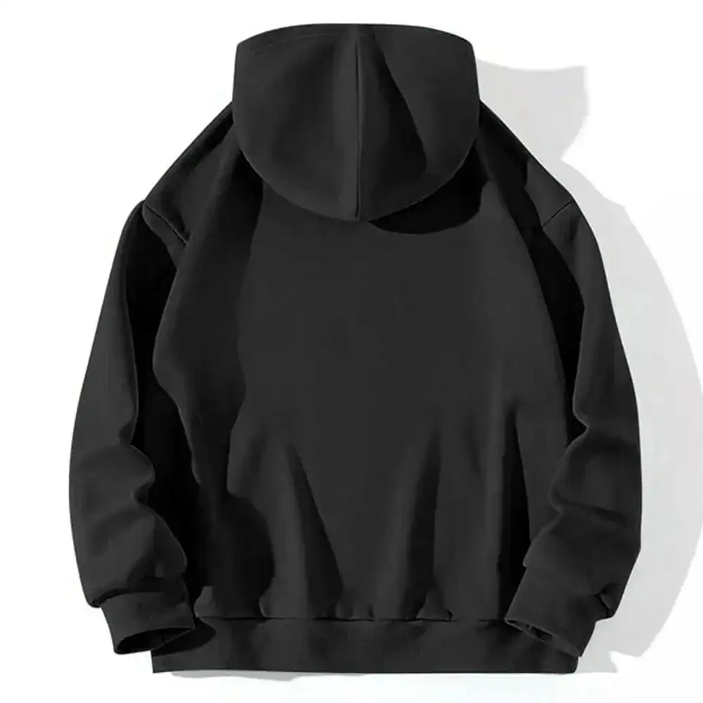Back view of a Kozy Black Pullover Hoodie 