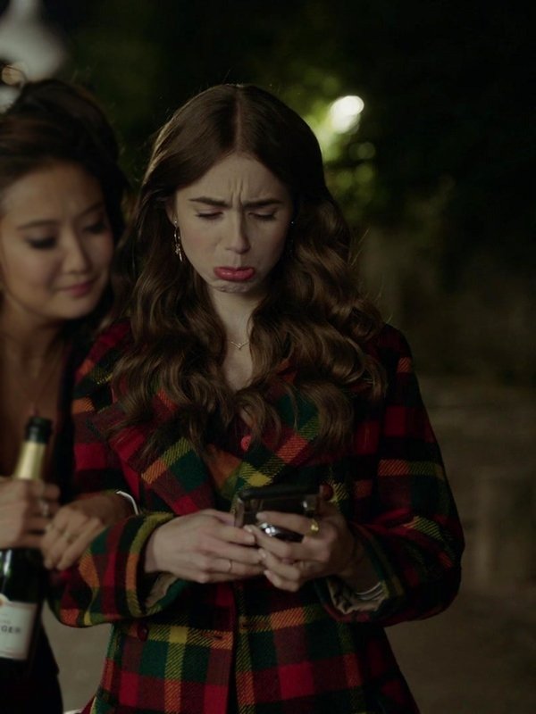 Emily Cooper Emily In Paris Checked Coat